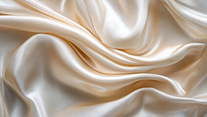 Obraz premium Creamy silk fabric draped in soft, flowing folds