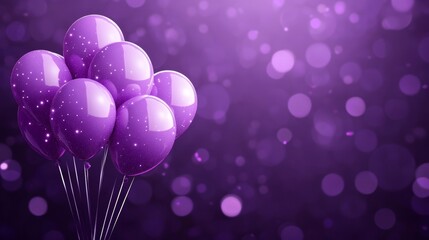 purple balloons on a purple background with lights soft and shiny purple balloons background party - ai