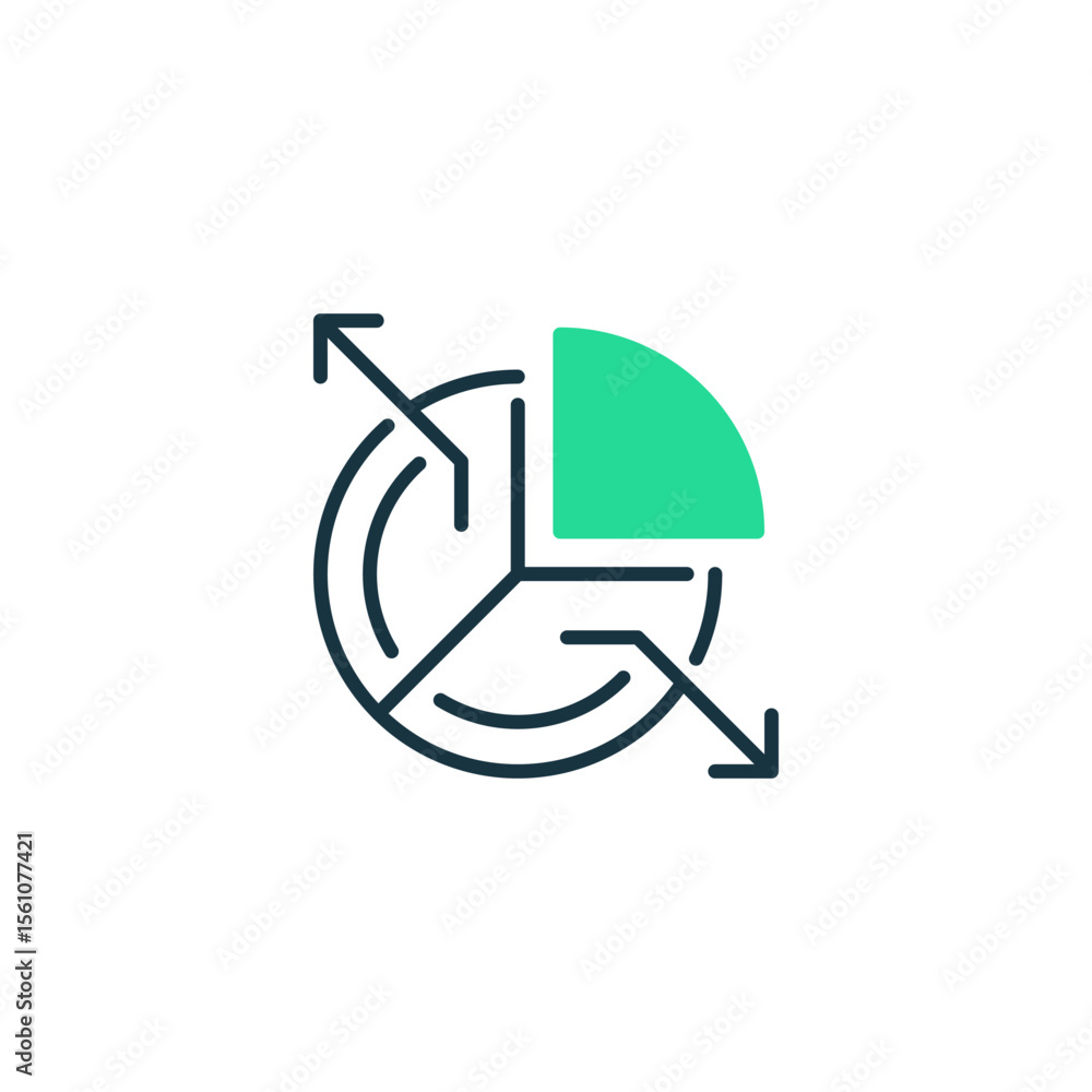 Poster pie chart two tone color icon. linear style sign for mobile concept and web design. outline vector i