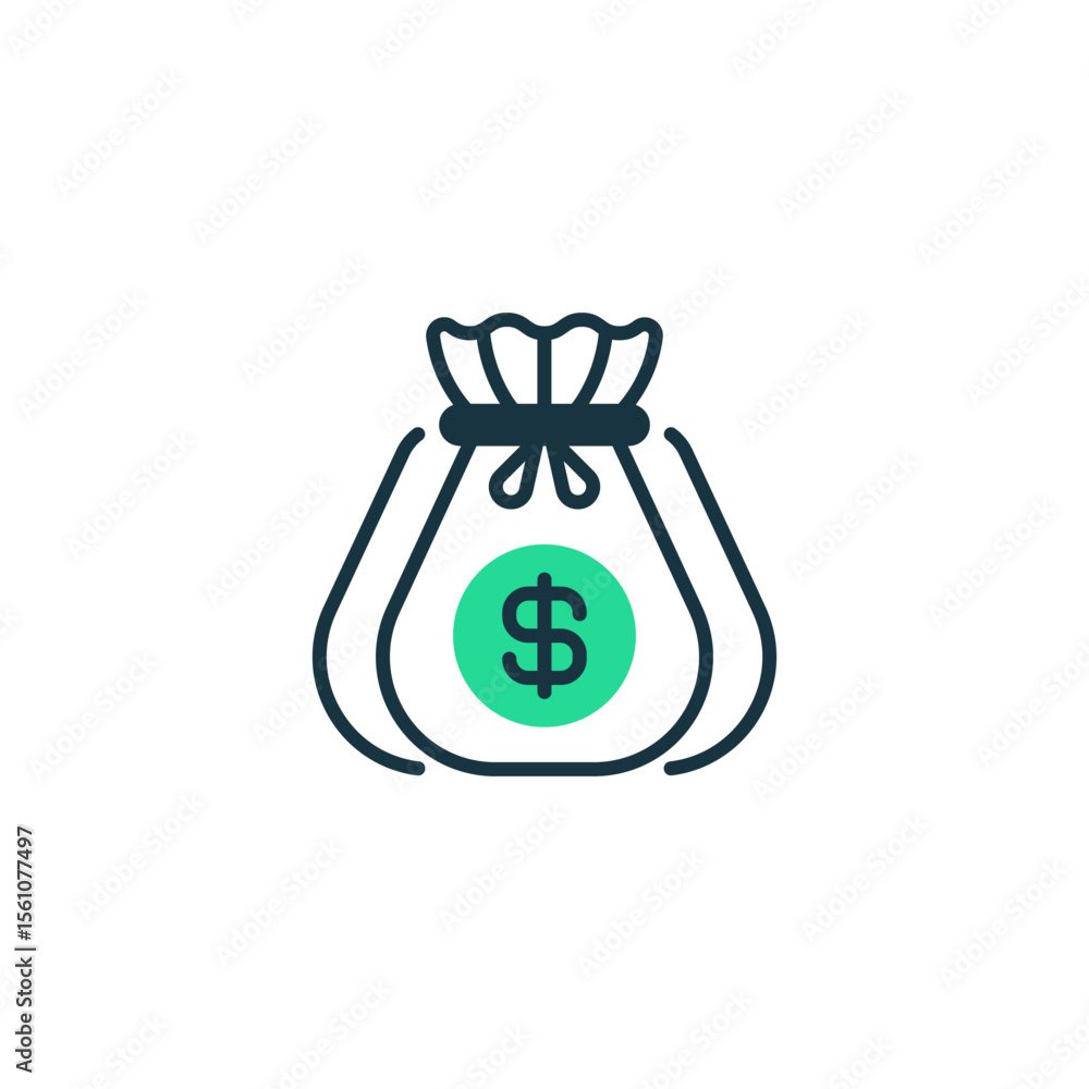 Poster money bag two tone color icon. linear style sign for mobile concept and web design. outline vector i