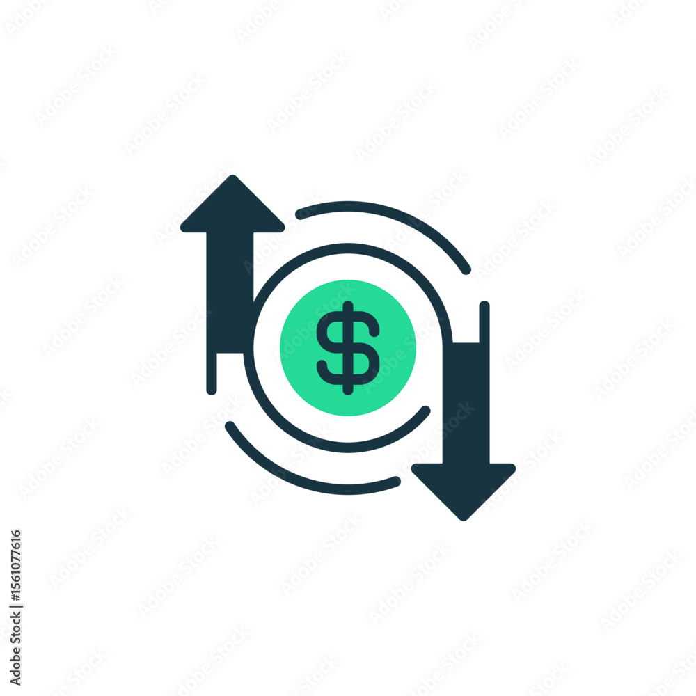 Poster money exchange two tone color icon. linear style sign for mobile concept and web design. outline vec