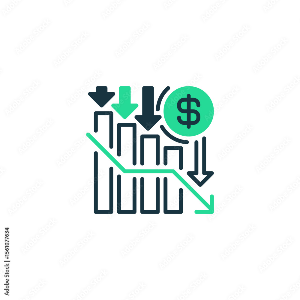 Poster bear market two tone color icon. linear style sign for mobile concept and web design. outline vector