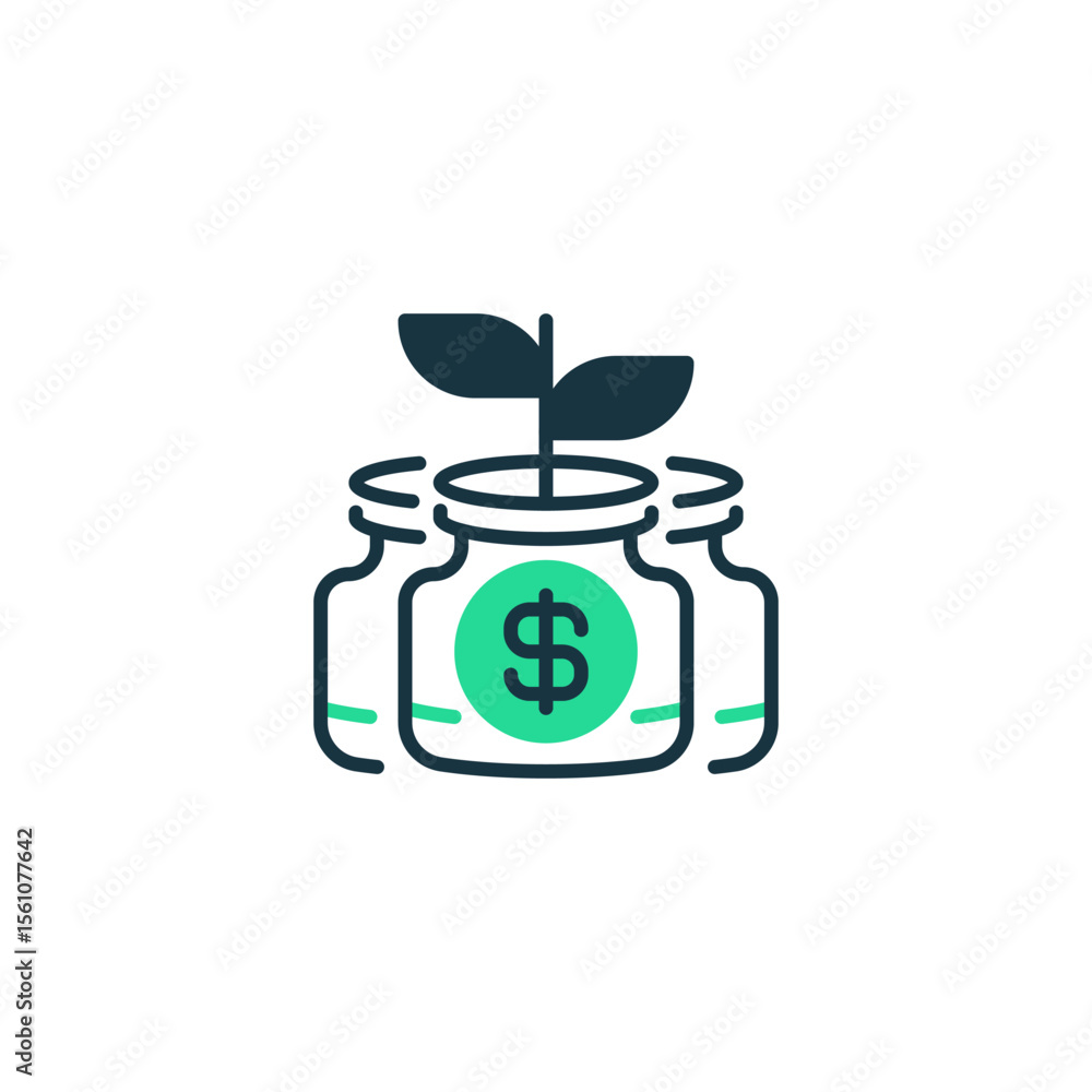 Poster savings growth two tone color icon. linear style sign for mobile concept and web design. outline vec
