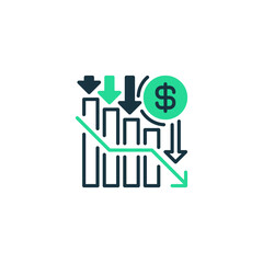 Bear Market Two Tone Color Icon. linear style sign for mobile concept and web design. Outline vector icon.