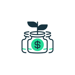 Savings Growth Two Tone Color Icon. linear style sign for mobile concept and web design. Outline vector icon.