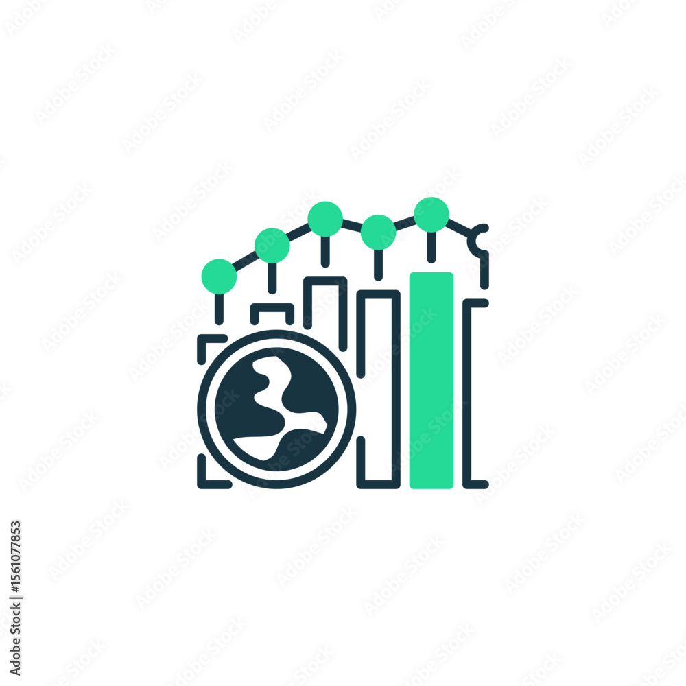 Aufkleber global market two tone color icon. linear style sign for mobile concept and web design. outline vect