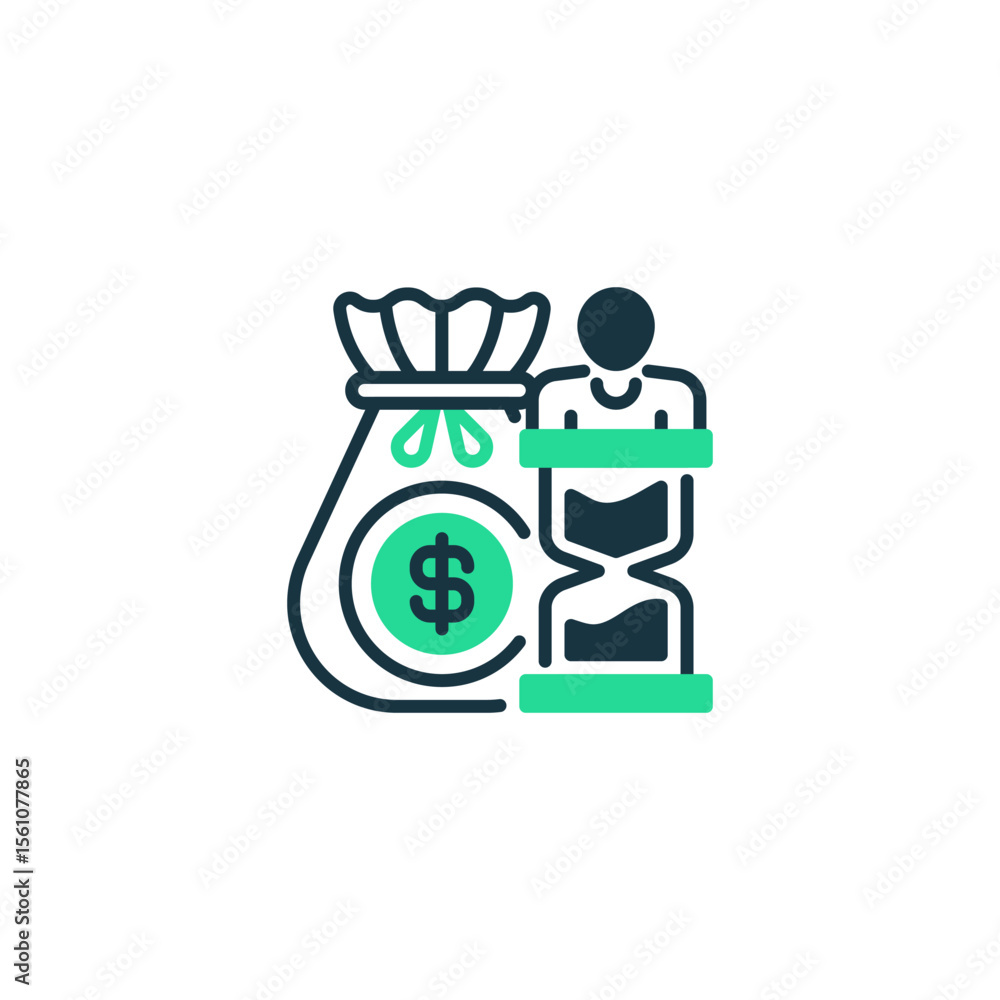 Poster retirement fund two tone color icon. linear style sign for mobile concept and web design. outline ve