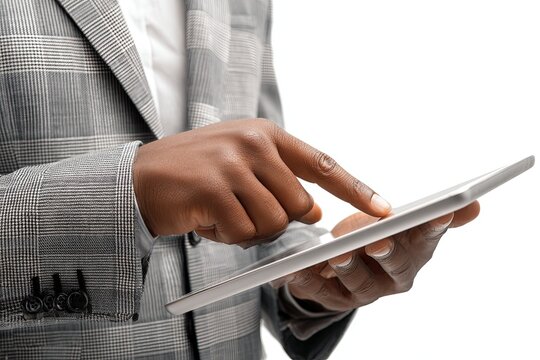 African american businessman using digital tablet in a modern business style