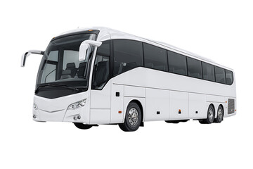 Modern white tour bus isolated on black background
