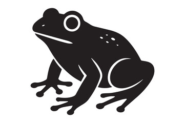 Silhouette of a Frog Sitting Peacefully Awaiting Its Next Meal in a Relaxing Pose Against a White Background