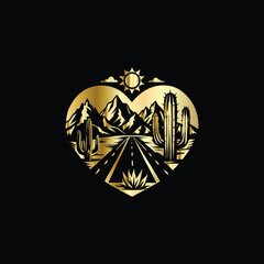 Wedding invitation card design. Bride and groom in the desert. Vector illustration.