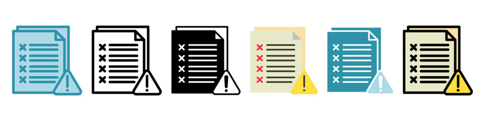 Error Report multi style, mini illustration icon set. Vector  for modern concept, print, UI, UX kit, web and app development. related to risk management, business, finance.