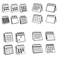 Calendar icon set. calendar icons for app, website, ui. business plan date schedule symbol