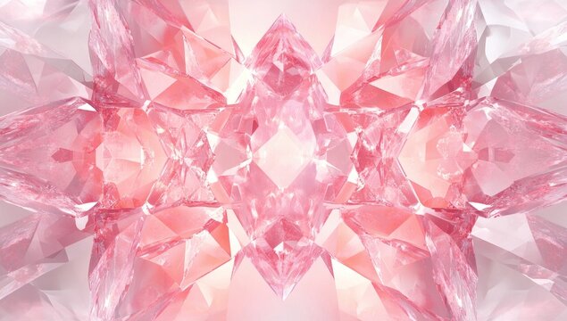 Abstract symmetrical pattern of multifaceted pink crystals - Powered by Adobe