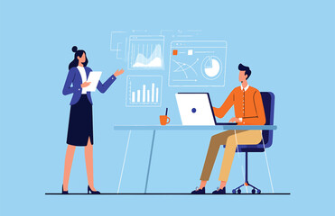 Data Analysis Presentation Business Collaboration Vector Illustration