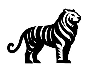 Tiger silhouette, black tiger vector illustration, isolated icon on white background
