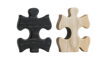 Obraz premium two black and white puzzle pieces on white background
