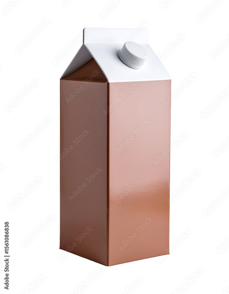 Poster brown beverage carton isolated on a transparent background a tall rectangular container with a class