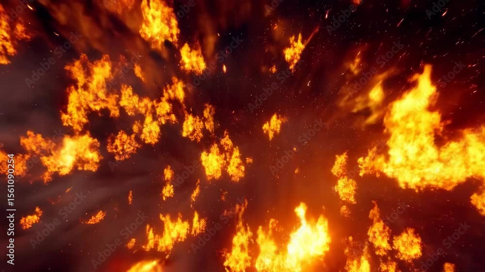 Poster intense raging flames erupt in dynamic fire explosion sequence