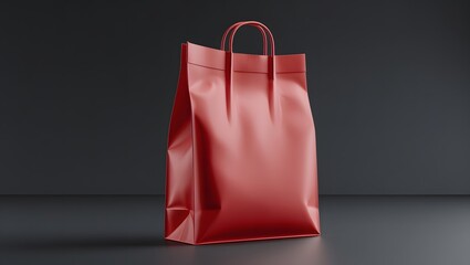Blank red shopping bag mockup design template isolated