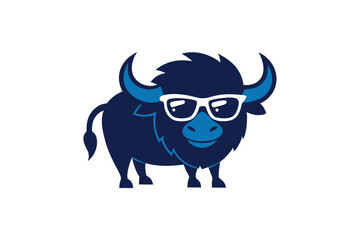 Cool Buffalo with Sunglasses Mascot Logo Design for Branding and Apparel