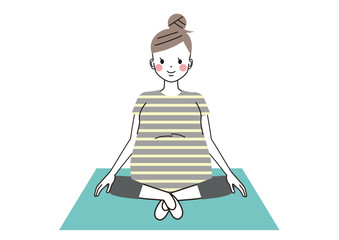 マタニティヨガ　ヨガのポーズをしている妊婦さんのイラスト