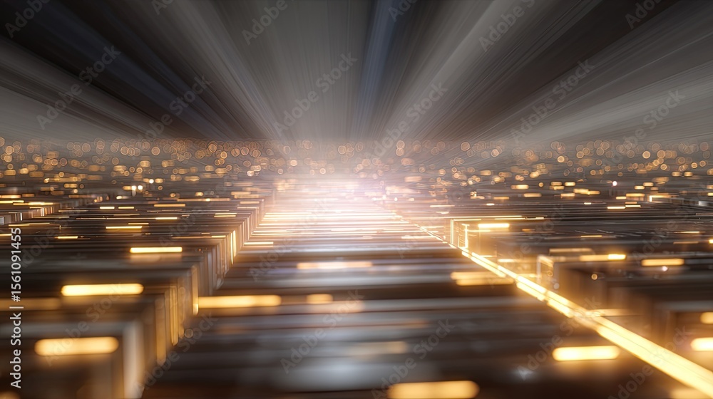 Poster cybernetic data streams moving over ai chip, glowing interface symbolizing modern intelligence
