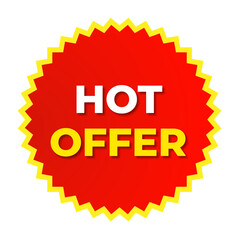 Hot offer banner, red sticker, sale png, discount tag