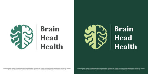 Brain health vector logo design illustration. Mental health issue silhouette. Simple minimal psychology support simple vector icon symbol.
