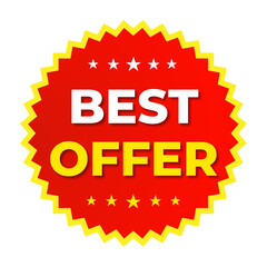 Best offer banner, red sticker, sale png, discount tag
