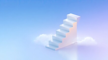 Obraz premium Isometric arrow stairway leading upward with clean space, symbolic business elevation and goal reaching