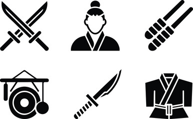 Samurai Icons Set – Samurai Icons Vector Silhouette.