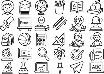 Education Symbols Vector Line Icons Set
