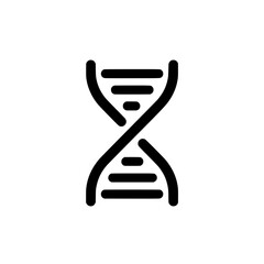DNA double helix icon in black representing genetics, biology, or molecular science.