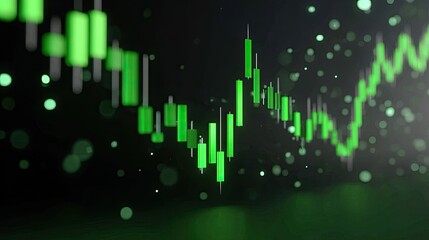 Fototapeta premium Trading screen showing green gains with futuristic tech background, modern economic tools