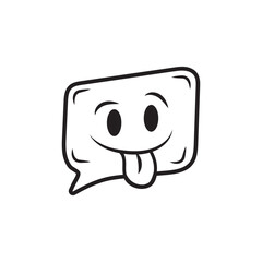 smiley face speech bubble line art