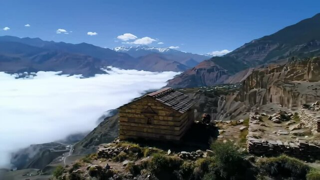 Lost and Mystical Temple on a Cliff Edge in the Himalayas