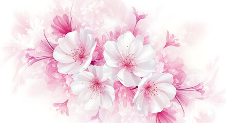 Fototapeta premium Cherry blossoms blooming in soft watercolor, creating serenity.