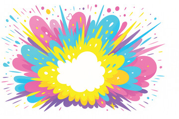 Colorful Comic Style Explosion Background with Blank Cloud Center