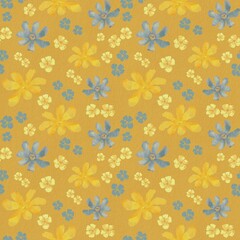 Yellow watercolor floral pattern design