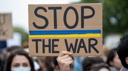 A protest sign advocating for an end to the war.
