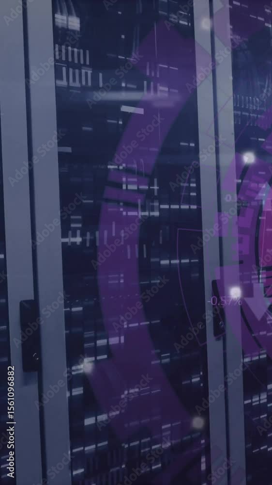 Poster animation of data processing and scope over computer servers