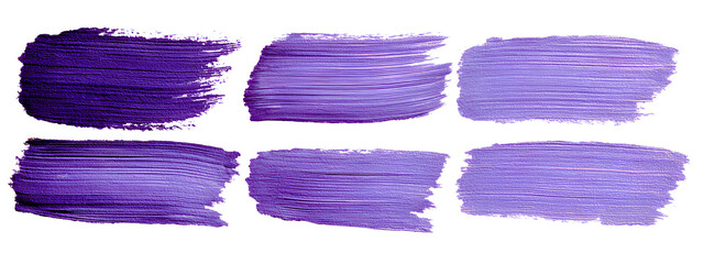Set of purple brush strokes isolated on a transparent background