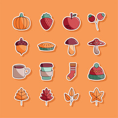 Flat Autumn Icon Illustration Set
