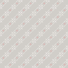 pink and white diagonal lines from hand drawn stripes. gray repetitive background. vector seamless pattern. folk decorative art. geometric fabric swatch. wrapping paper. textile design template