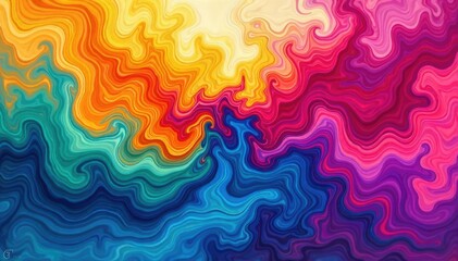 Obraz premium Vibrant hues of paint swirl and blend together in a mesmerizing mix, creating a captivating abstract artwork Perfect for projects needing a splash of color and creative energy , splash, fluid art