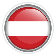 Austria Flag Button Icon Glossy Round National Emblem Vector Illustration
