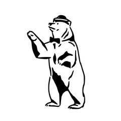 Naklejka premium gentleman bear with bow tie and hat vector