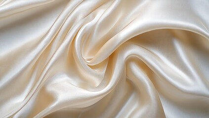 Creamy, smooth silk fabric drapes in flowing folds