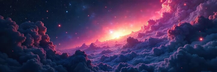 Mesmerizing cosmic dust and gas illuminated by distant starlight, creating a breathtaking celestial landscape Perfect for science, fantasy, and astronomy projects , magical, background